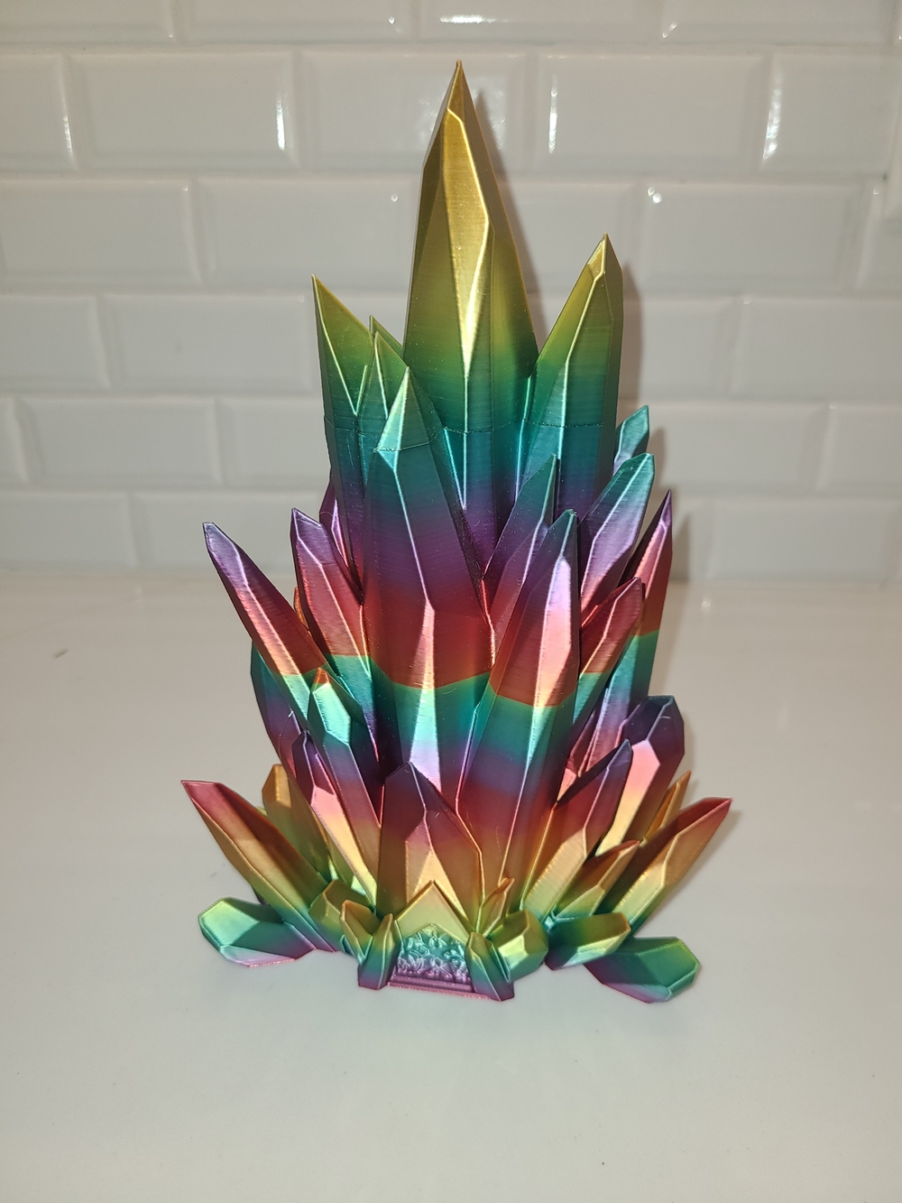 3D Printed Rainbow Crystal Dice Tower Piggy Bank